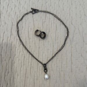 Silpada Black Necklace with Pearl Drop